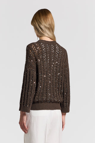 Sequinned cotton ribbon cardigan