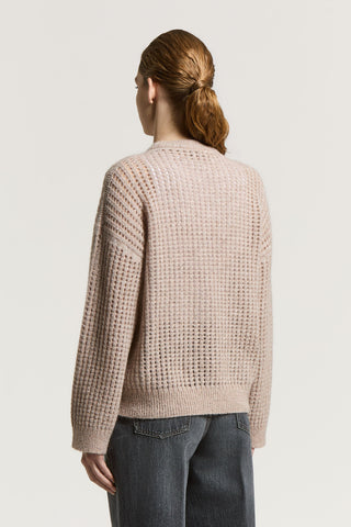 Pull en maille en fil d'alpaga, de laine et de bouclé