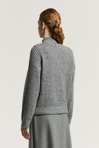 Pull à fermeture à glissière en alpaga, laine et mohair