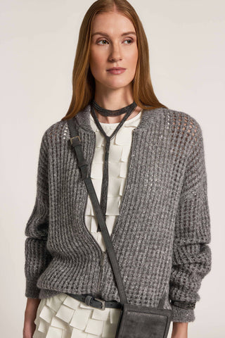 Alpaca, wool and mohair zip-up sweater