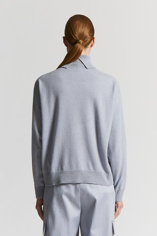 Pure cashmere polo-neck jumper with lurex