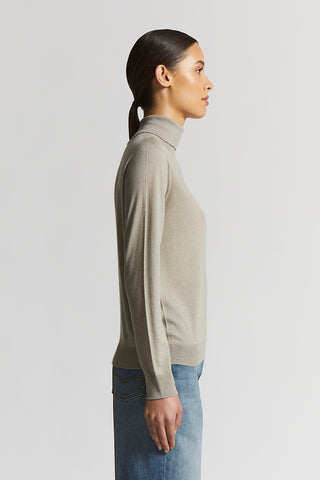 Cashmere and silk polo-neck jumper