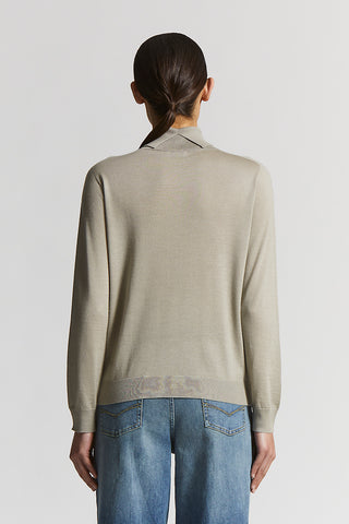 Cashmere and silk polo-neck jumper