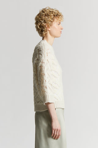 Openwork jumper in alpaca malfilé yarn