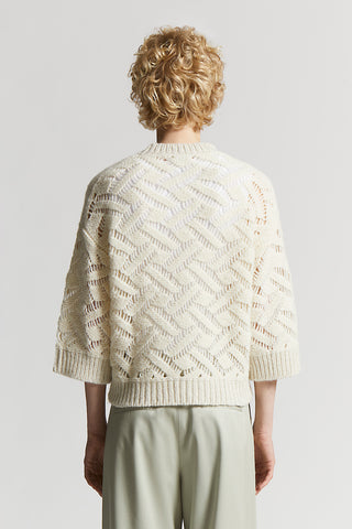 Openwork jumper in alpaca malfilé yarn