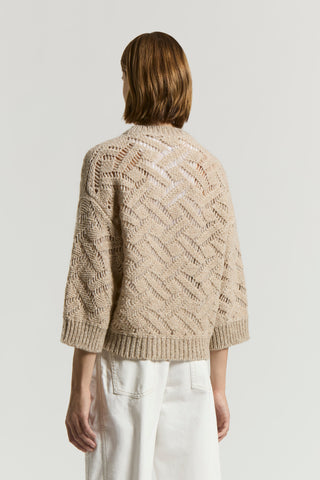 Openwork jumper in alpaca malfilé yarn