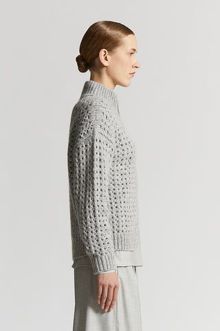 Zip-up jumper in alpaca malfilé yarn