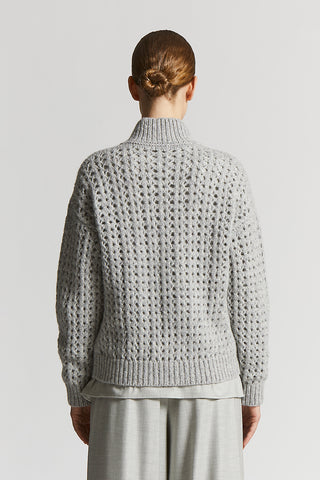 Zip-up jumper in alpaca malfilé yarn