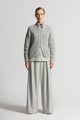 Zip-up jumper in alpaca malfilé yarn