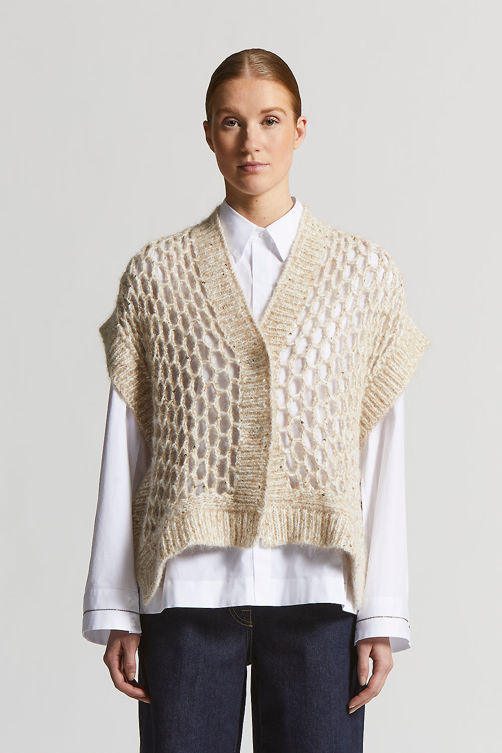 ベスト・ジレ PESERICO FW24 Cable zip vest in alpaca wool (S99647F05 A03) Peserico Cable Zip Vest In Alpaca Wool | italist
