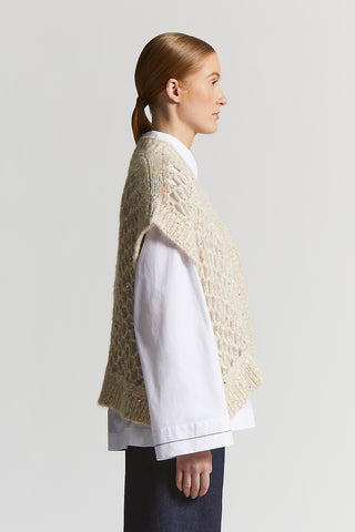 Alpaca maxi-mesh cardigan with sequins