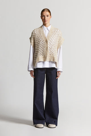 Alpaca maxi-mesh cardigan with sequins