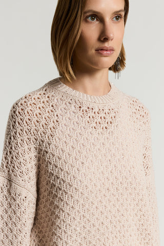 Pure wool cordonet crew-neck jumper with sequins