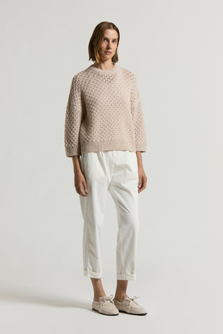 Pure wool cordonet crew-neck jumper with sequins