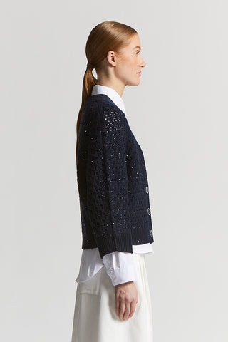 Pure wool cordonet cardigan with sequins