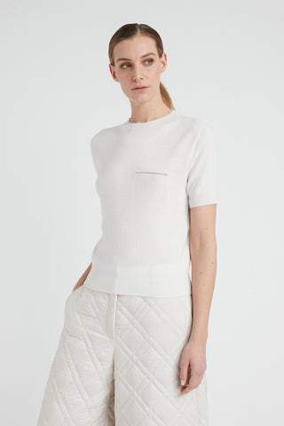 Pure cashmere short-sleeved sweater  