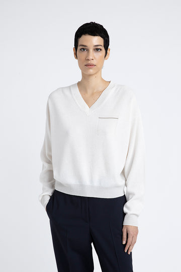 V-neck sweater in pure cashmere  