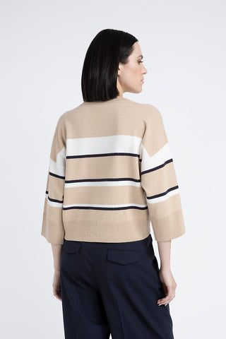 Striped wool silk cashmere sweater  