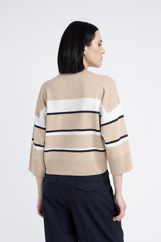 Striped wool silk cashmere sweater  