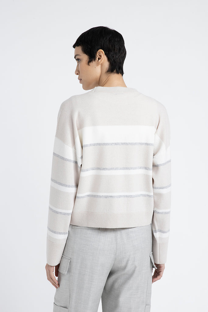 Striped wool, silk and cashmere cardigan  