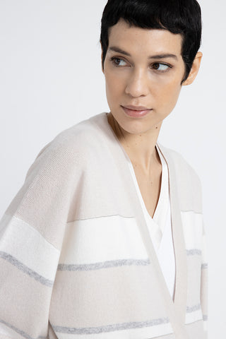 Striped wool, silk and cashmere cardigan  