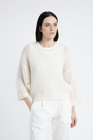 Alpaca wool Lurex and sequin crew neck sweater  