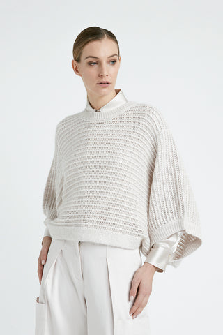 Alpaca, Lurex and sequin sweater with wide sleeves  