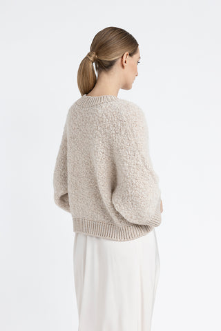 Alpaca wool, cashmere, silk and Lurex bouclé cardigan  