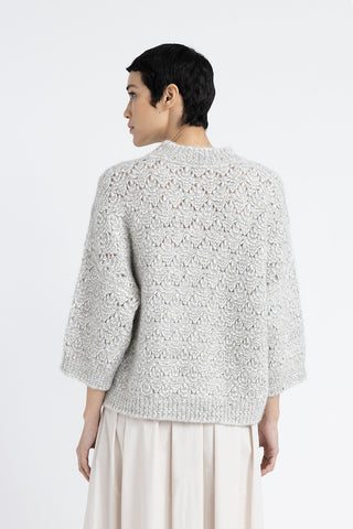 Alpaca blend, sequin and Lurex lace pattern sweater  