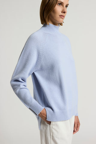 Polo-neck jumper in wool, silk and cashmere