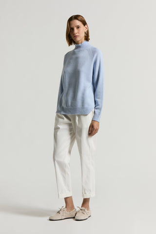Polo-neck jumper in wool, silk and cashmere