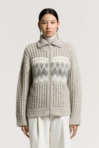 Alpaca, wool and mohair yarn bomber jacket