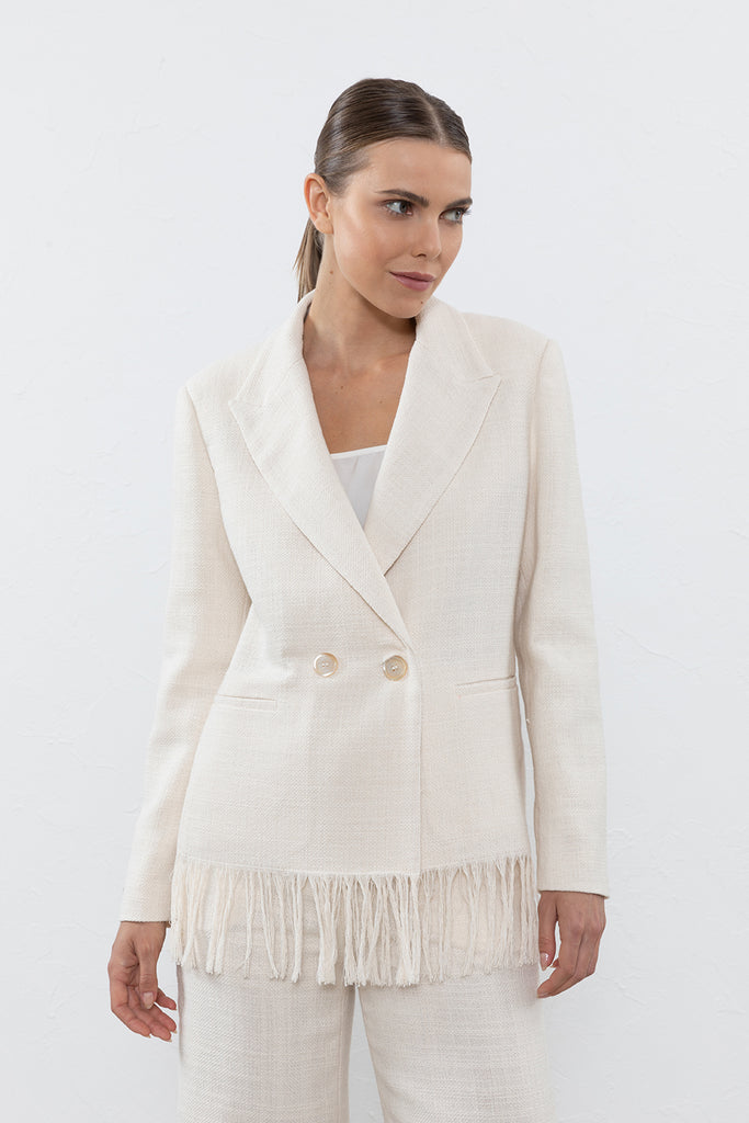 Raw cotton double-breasted blazer  