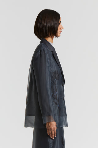 Single-breasted blazer in silk, cotton and organza