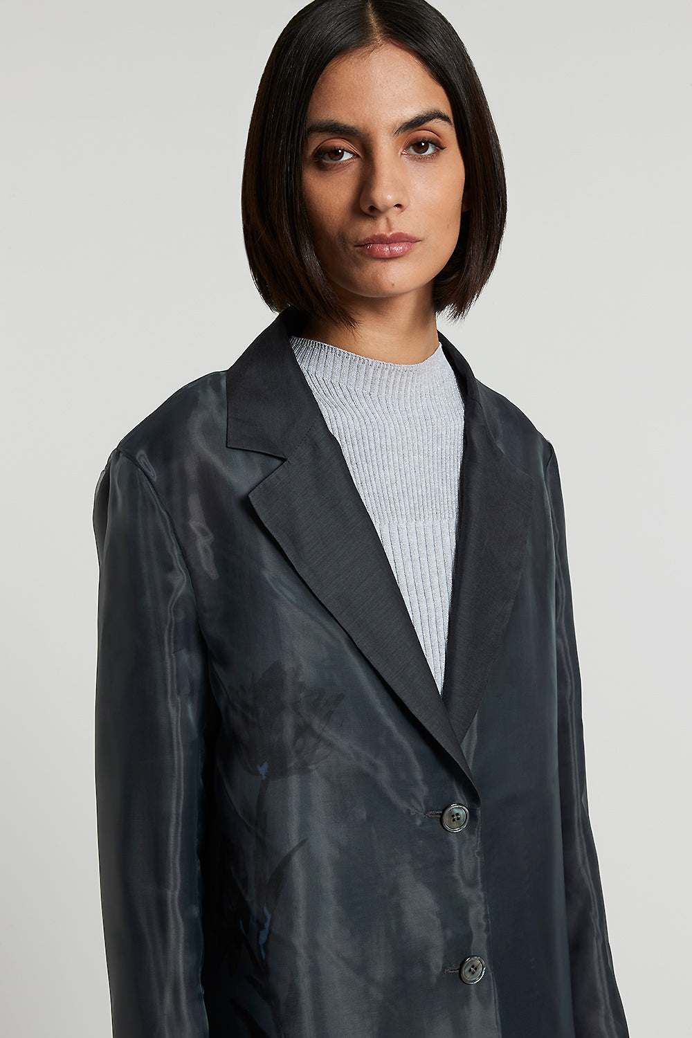 Single-breasted blazer in silk, cotton and organza | Peserico
