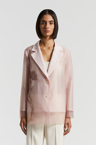 Single-breasted blazer in silk, cotton and organza