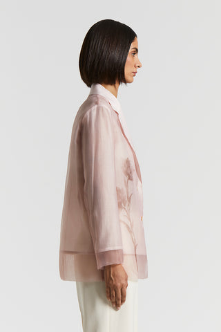 Single-breasted blazer in silk, cotton and organza