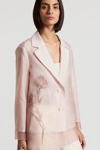 Single-breasted blazer in silk, cotton and organza