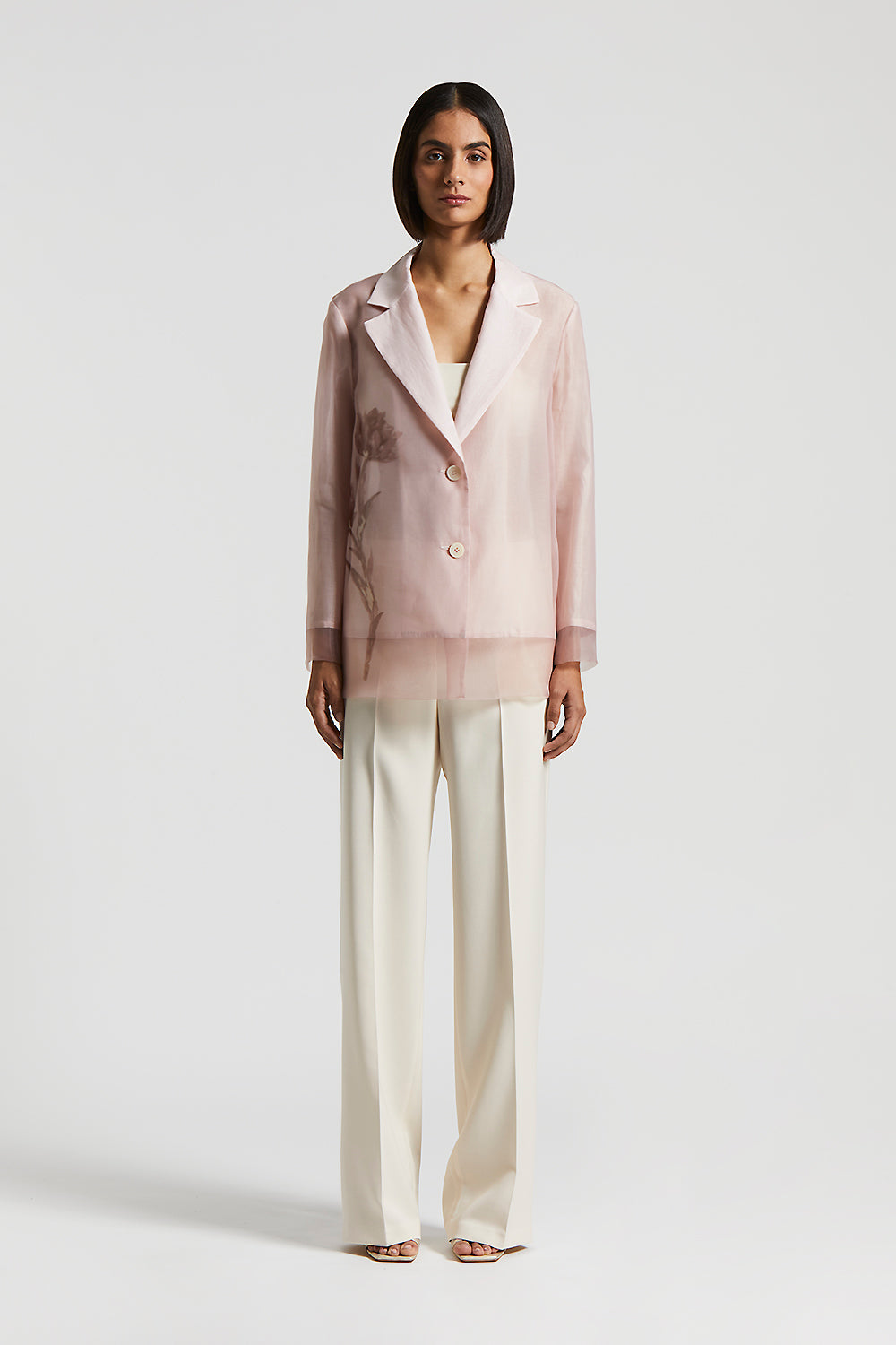 Single-breasted blazer in silk, cotton and organza | Peserico