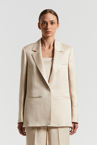 Single-breasted blazer in fluid viscose and linen twill