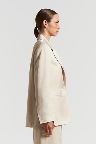 Single-breasted blazer in fluid viscose and linen twill