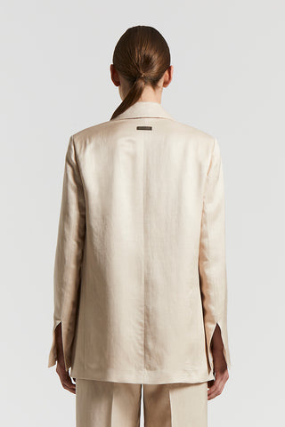 Single-breasted blazer in fluid viscose and linen twill