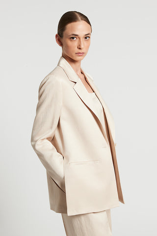 Single-breasted blazer in fluid viscose and linen twill