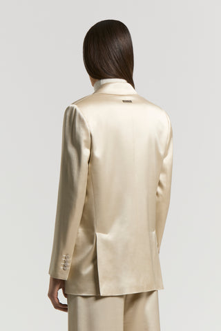 Fluid viscose and wool satin blazer