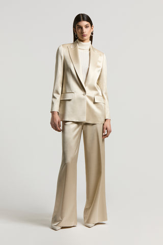 Fluid viscose and wool satin blazer