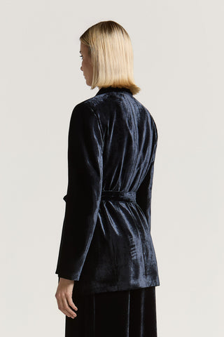 Zweireihiger Blazer aus Samt aus Viskose und Seide