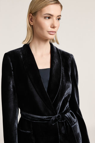 Zweireihiger Blazer aus Samt aus Viskose und Seide