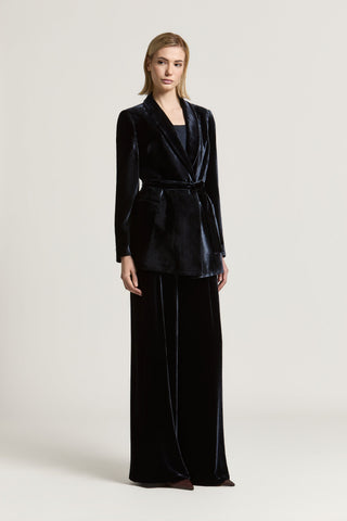Zweireihiger Blazer aus Samt aus Viskose und Seide