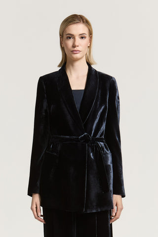 Zweireihiger Blazer aus Samt aus Viskose und Seide
