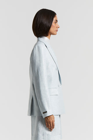 Linen cotton Lurex double-breasted blazer